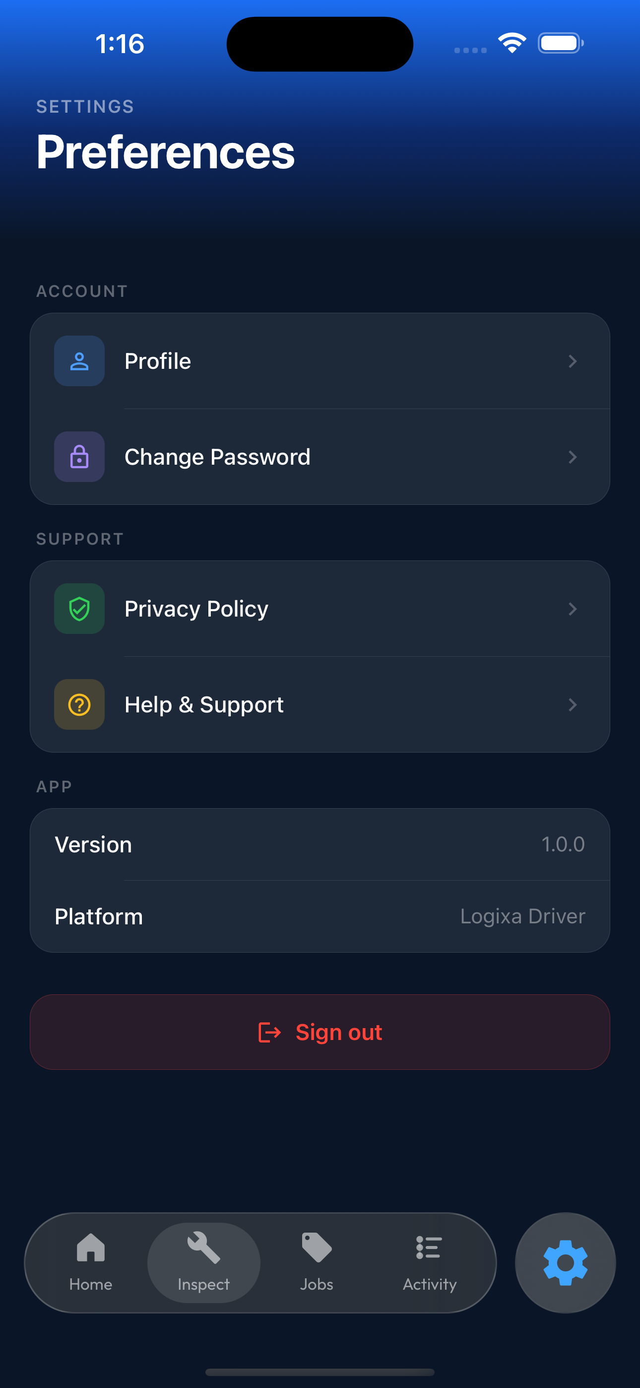 Driver preferences and account settings